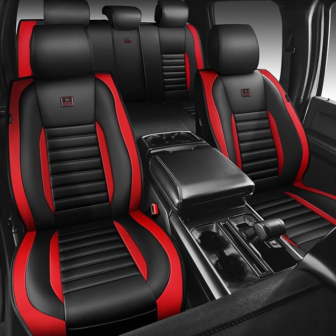 CAR PASS Nappa Leather Car Seat Covers Full Set, Luxury Seat Protector for Cars, Waterproof Anti-Slip Seat Cushion Armrest Co