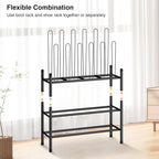 STO STO Detachable Shoe and Boot Rack Organizer, Metal Stackable Boot Rack for 6 Pairs, 2-Tier Shoe Rack for 9 Pairs, Adjusta
