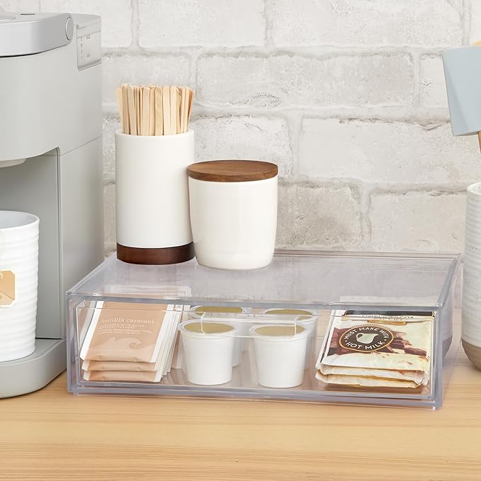 STORi Audrey Stackable Clear Bin Plastic Organizer Drawer | Organize Eyeshadow Palettes, Cosmetics, and Beauty Supplies on a 