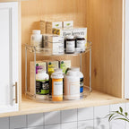 LAMU Rotating Makeup Organizer for Vanity, 10.6in 2 Tier Lazy Susan Turntable Stackable Spinning Skincare Organizer Cosmetic 
