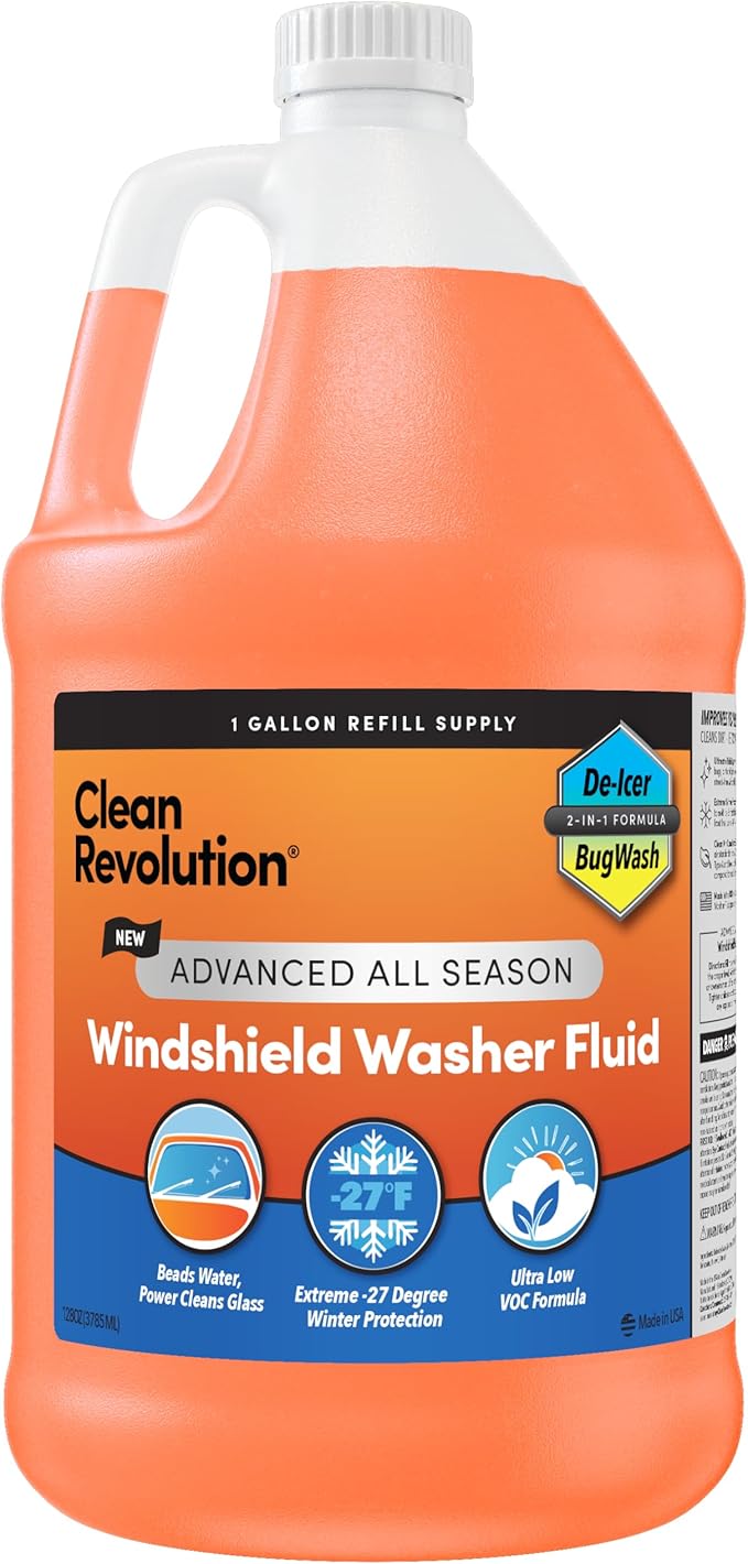 Clean Revolution Advanced All Season Windshield Washer Fluid Ultra Low VOC Formula - Extreme -27°F Winter Protection - Made i