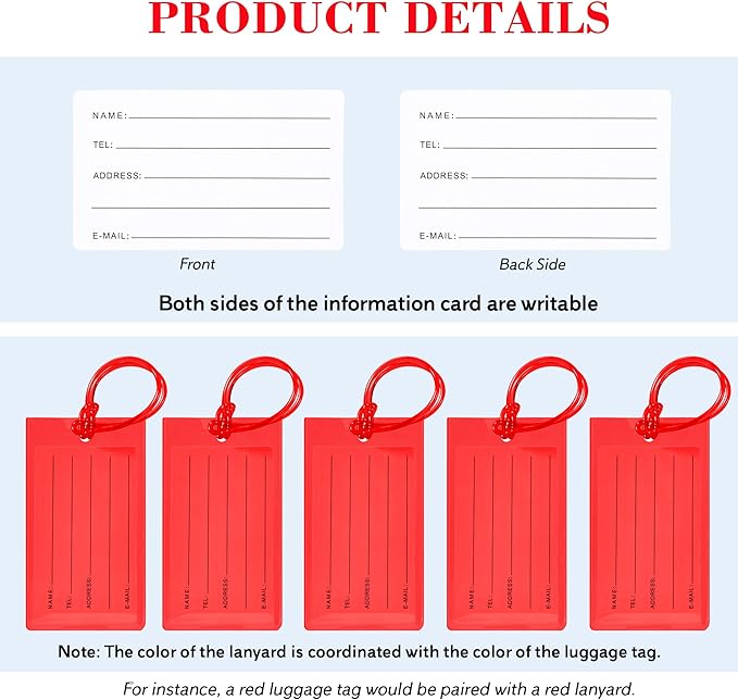 100 Pack Luggage Tags for Suitcases, Airplane Travel Essentials for Flying, International Travel Must Haves, and Luggage Acce