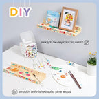 Picture Ledge Shelf for Wall, 16 inch Solid Pine Wood Nursery Book Shelves 2 Packs, Floating Ledge Shelves for Kids' Room Bed