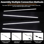 12V LED Interior Light Bar Kit Dimmable IP67 Waterproof Camping String Lights, 4 Bars White Aluminum Magnetic Mount Exterior Lights for RV, Camping Tent,Car