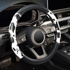 ZHOL Cow Print Steering Wheel Cover, Universal Fit 14.5-15 inch Premium Microfiber Leather Steering Wheel Protector for Cars/