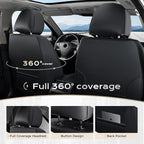 Coverado Car Seat Covers, Leather Seat Covers Full Set, Waterproof Car Seat Protector with Lumbar Support, Automotive Seat Co