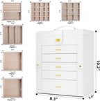 AKOZLIN Functional 6-Tier Jewelry Box Organizer with 5 Drawers Leather Jewelry Storage Case for Women Girls Ring Necklace Ear