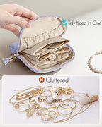 Vlando Small Jewelry Travel Case,Jewelry Pouch Bags with Zipper,Velvet Jewelry Organizer Storage Bag for Bracelet Rings Earri