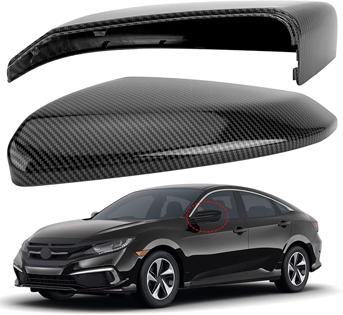 Driver Side Mirror Cover Replacement for Honda Civic 2016-2021, Insight 2019-2021 - Left Side Mirror Covers, Rear View Mirror Cap Carbon Fibre