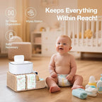 Diaper Caddy Organizer, Hand Rattan Nursery Storage Basket for Baby Essentials, Baby Changing Table Organizer Perfect Nursery