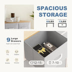 DUMOS 9 Drawer Dresser for Bedroom, Fabric Storage Organizer with Sturdy Metal Frame, Wooden Top Chest of Drawers for Closet 