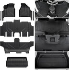 Floor Mats for Chrysler Pacifica 2017-2025 2026, All Weather Floor Mats Trunk Cargo Liner with Backrest Protectors Accessories, Full Coverage Set for 7/8 Seats (Not fit Hybrid)