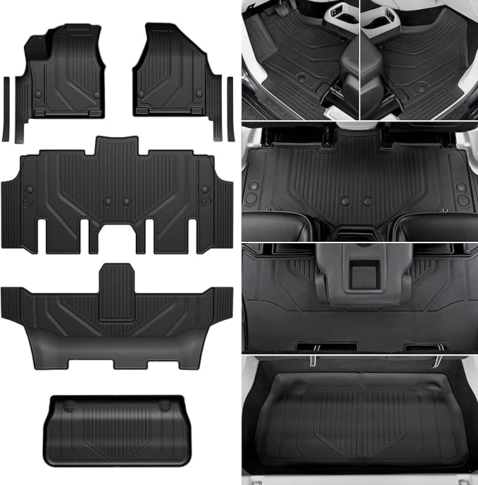 Floor Mats for Chrysler Pacifica 2017-2025 2026, All Weather Floor Mats Trunk Cargo Liner with Backrest Protectors Accessories, Full Coverage Set for 7/8 Seats (Not fit Hybrid)