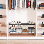 STORAGE MANIAC Expandable Shoe Rack, 16 Pairs Stackable Small Shoe Rack, Metal Adjustable Shoes Organizer for Closet, Entrywa