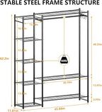 Wardrobe Closet,Portable Clothes Rack with 4 Tiers Shelves,Freestanding Closet Organizers and Storage System with Hanging Rod