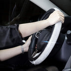 New Diamond Leather Steering Wheel Cover with Bling Bling Crystal Rhinestones, Universal Fit 15 Inch Car Wheel Protector for 