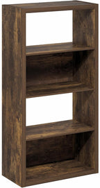 Furinno Viola Book Shelf, 4-Tier Bookshelf, Extra Thick Frame Bookcase with Open Shelf, Open Back Design, 11.3" x 23.2" x 45.