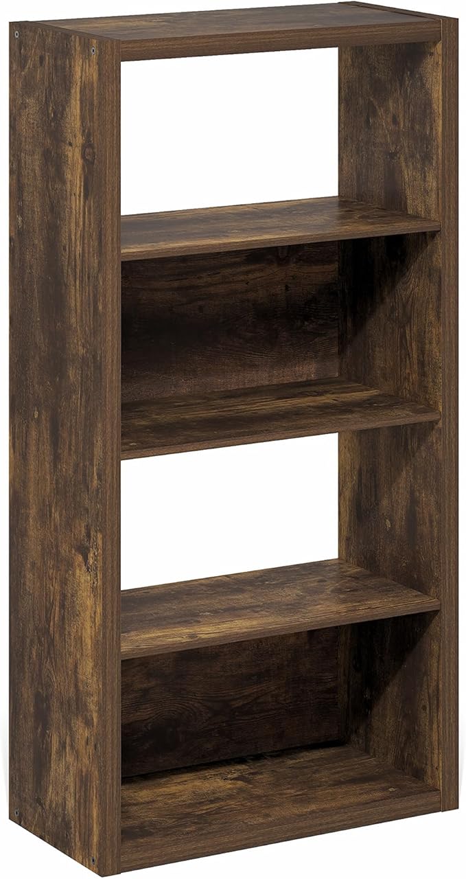 Furinno Viola Book Shelf, 4-Tier Bookshelf, Extra Thick Frame Bookcase with Open Shelf, Open Back Design, 11.3" x 23.2" x 45.