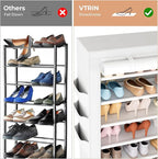 VTRIN Vertical Narrow Shoe Rack Organizer Tall Shoe Rack for Closet Entryway 10 Tier Non-Woven Cover Shoe Shelf Holds 36-41 P