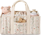 Blissful Diary Floral Diaper Caddy Organizer, Stylish Nursery Storage Basket, Gift for Baby Shower, Newborn Essentials, Flora