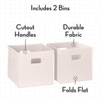 RiverRidge Kids 2pc Fabric Collapsible Storage Cube Organizers with Handles for Playroom Organization - Cream