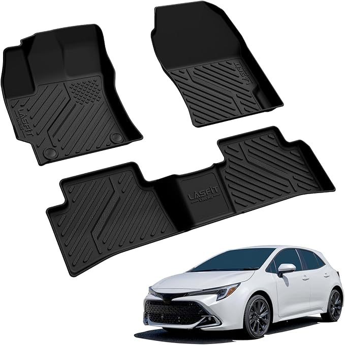 LASFIT Floor Mats Custom Fit for Toyota Corolla Hatchback 2019-2026, All-Weather Protection TPE 1st & 2nd Row Car Liners for Toyota Corolla Hatchback Accsessories, Black, Easy to Clean