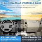FIILINES Dash Cover for Ford F150 2004-2008, Dashboard Cover F150 Accessories Suede Dash Cover Mat Sunshade Anti-Slip Pad Car