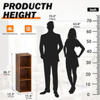 Cube Storage Organizer, 3 Cube Retro Bookshelf, Freestanding 3 Tier Open Shelf, Rustic Brown Retro Shelves for Home Office, B