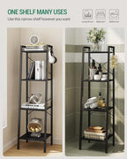 Hzuaneri Ladder Shelf, Bookshelf Bookcase, Freestanding Corner Storage Shelve with 2 Hooks for Home Office, Living Room, Kitc