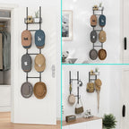 HapiRm Over Door Hat Rack - Wall Mounted Hat Organizer with 6 Hooks and Metal Basket Design, Baseball Cap Organizer Storage H