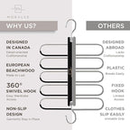 MORALVE Pants Hangers Space Saving - 4 Pack European Beechwood Scarf and Jean Hangers - Closet Organizer and Space Saver Pant