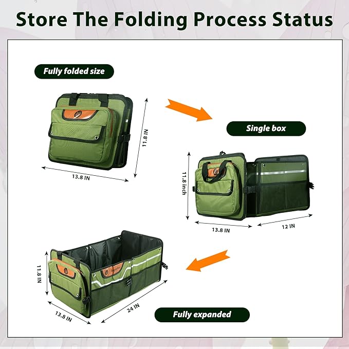 Trunk Organizer, Heavy-Duty Storage for Car & SUV, Foldable Waterproof Car Organizer with Cooler, Collapsible Multi-Compartment