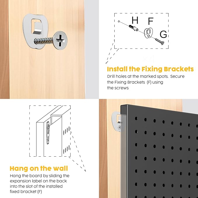 Peg Board - Metal Pegboard with 48 Hooks, Heavy Duty Wall Mount Metal Grid Panel for Garage Organization & Tool Storage, Rust