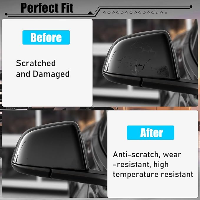 Jaronx Compatible with Tesla Model Y Side Mirror Cover Replacement 2020 2021 2022 2023 2024, Right Passenger Door Wing Black Rearview Mirror Cover Cap for Tesla Model Y Accessories-Glossy Black