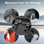 Headrest Hanging Car Trash Bag Holder - Aluminum Alloy with 25 Disposable Trash Bags, 2 Headrest Hooks, Compact Car Garbage Bin for Back Seat, Office, Travel & Camping (Black)