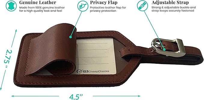 Personalized Monogrammed Leather Luggage Tags - 2 Pack