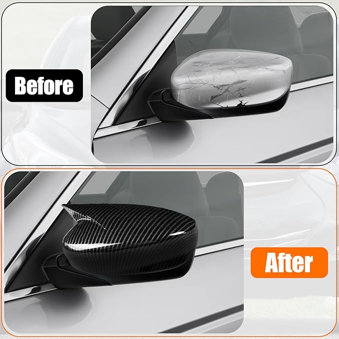Yumzeco 2PCS Compatible with Honda Accord Ox Horn Side Mirror Covers 8th Gen W/O Stand Cover 2008-2012, Driver and Passenger Side Door Rearview Mirror Caps for Honda Accord W/O Light Hole-Carbon Fiber