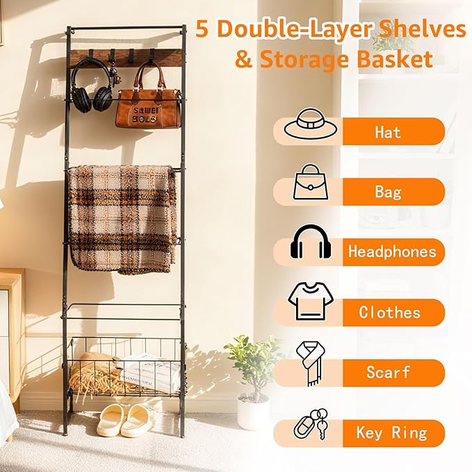 Metal Blanket Rack with Wire Mesh, 4 Cubbies & Single Bar - Ideal for Home Organization