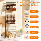 Metal Blanket Rack with Wire Mesh, 4 Cubbies & Single Bar - Ideal for Home Organization