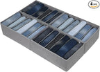 Qozary Jeans Pants Organizer for Closet, 4 Pack Drawer Organizers for Clothing, 6 Grids Wardrobe Clothes Organizer, Jean Orga