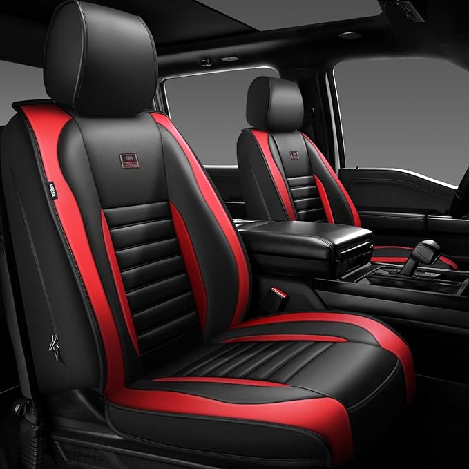 CAR PASS Nappa Leather Car Seat Covers Front Seats, Luxury Seat Protector for Cars, Waterproof Anti-Slip Seat Cushion Armrest