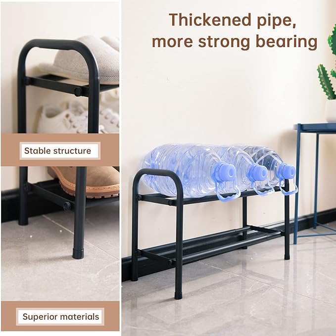 Gonfoam 2-Tier Expandable Shoe Rack,Adjustable Shoe Shelf Storage Organizer Heavy Duty Metal Free Standing Shoe Rack for Entr