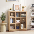 Joaxswe 9 Cube Storage Book Shelf, 41" Tall Organizer Bookshelf with Curved Edge, Modern Floor Standing 3-Tier Cubby Bookcase