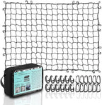 Cargo Net for Pickup Truck Bed-4' X 6' Stretches to 8' X 12'-Bungee Truck Cargo Net for Trucks, SUVs & Cars-4”x4” Mesh Sized Cargo Netting for Car Bed & Roof Rack to Hold Various Loads