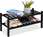 VICTORY RELAX 2-Tier Acacia Wood Shoe Rack - Stackable Entryway Organizer for Closet, Entryway, Easy Assembly, Indoor/Outdoor