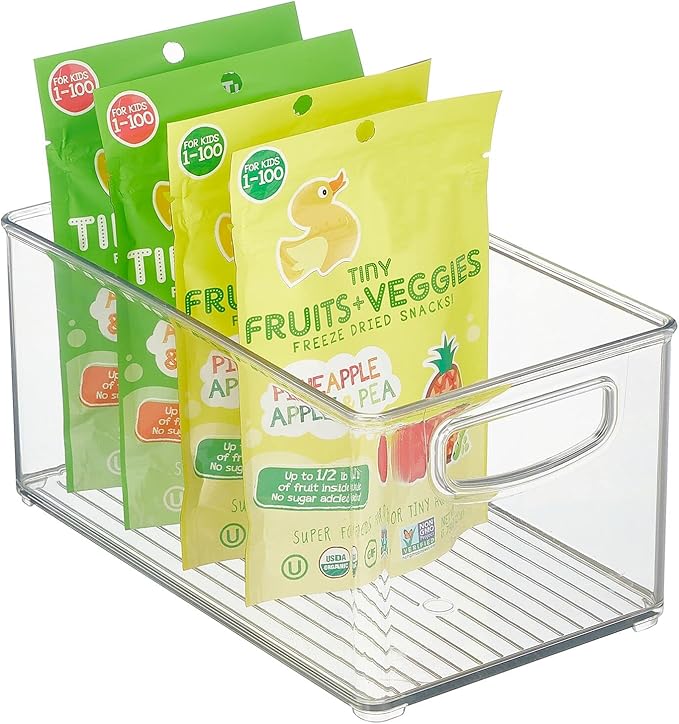 mDesign Plastic Baby Nursery and Food Organizer - Storage Holder Bin with Handles for Closet, Cupboard, Cabinet, Drawers, She