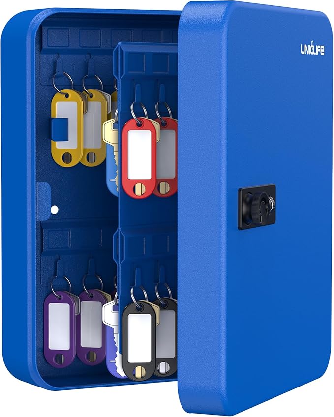 Uniclife 48 Keys Lock Box for Keys with Code, Wall Mount Key Lock Box with Code, Lockbox for Keys, Key Lockbox with Tags, Key