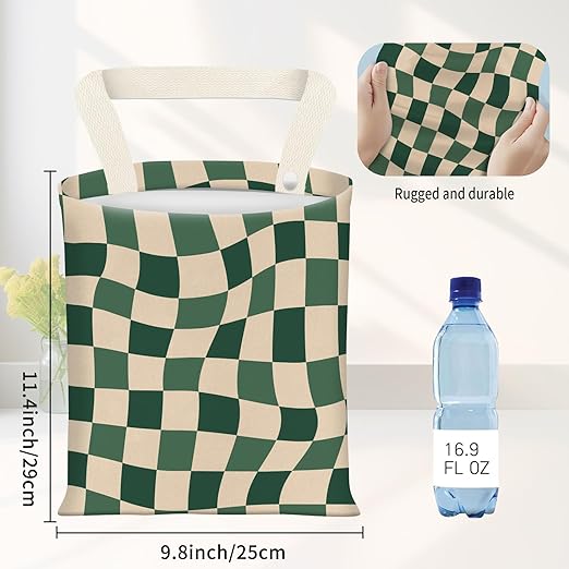 Car Garbage Can, Seat Back Hanging Cute Car Trash Can Bag, Car Organizer and Storage Bag for Travelling, Outdoor Cute Green Checkerboard