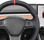MEWANT Hand Stitched Steering Wheel Cover for Tesla Model 3 2017-2023 / Model Y 2020-2023 for Tesla Model 3/Y Accessories