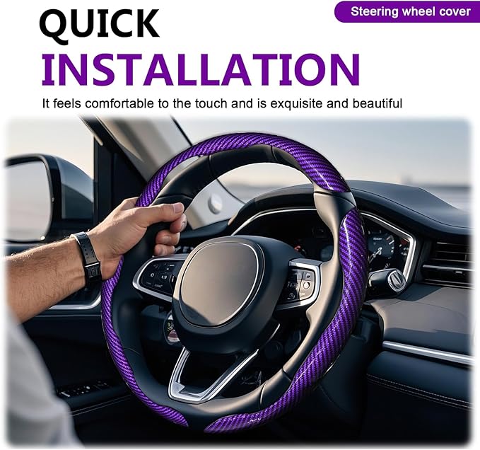 3pcs Universal Carbon Fiber Steering Wheel Cover - Anti-Slip & Segmented Design, Universal 99% Durable Steering Wheel Protect
